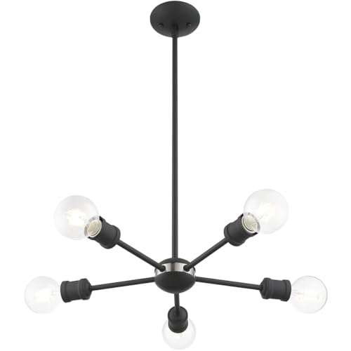 Image of Livex Lighting 46135-76 5 Light Scandinavian Gray Chandelier