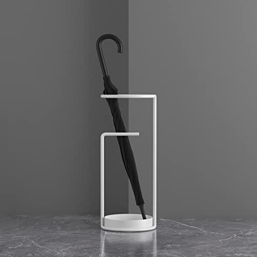 Porte-parapluie portable blanc avec bac collecteur d'eau