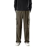 Pantalones de senderismo para hombre, convertibles, con cremallera, ligeros, de secado rápido, pantalones de senderismo al aire libre, transpirables, para pesca, camping, viajes, verde, M