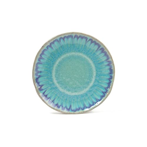 222 Fifth Sea Splash 12-Piece Melamine Dinnerware With Round Plates And Bowls, Turquoise #TOP4