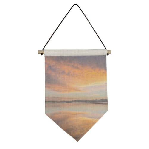 Toile drapeau suspendu lever de soleil océan pour déco murale salon