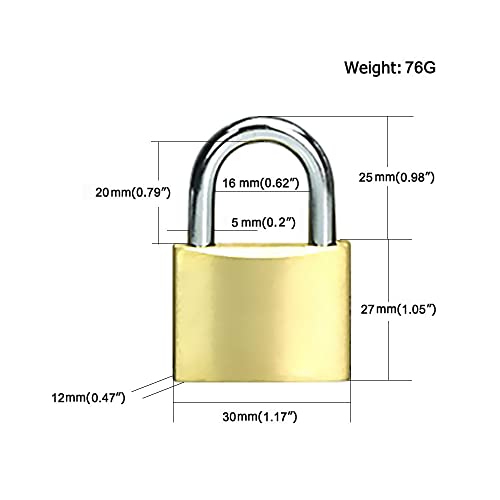 Image of Solid Brass Padlock keyed Different Locks of 6 Pack, Solid Lock with (30mm) Wide Lock Body, Keyed Padlocks for Toolbox, Luggage,School lockers, Backpacks