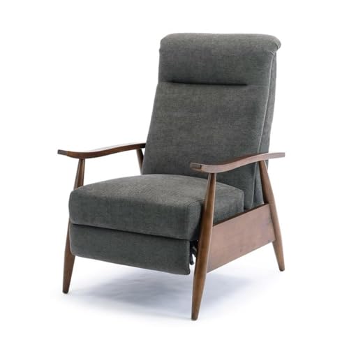 Sillón reclinable moderno gris oscuro con brazos de madera miniatura 5