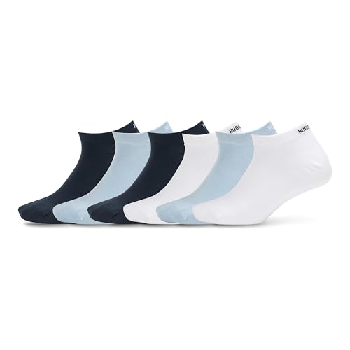 HUGO Men's 6 Pack Cotton Back Logo Ankle Socks