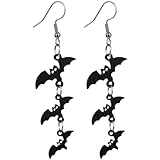 KESYOO Pendientes Largos Colgantes de Murciélago Negros para Halloween, Pendientes Acrílicos para Fiesta y Cosplay, Accesorio de Oreja Temático para Mujer y Niña, Decoración Festival