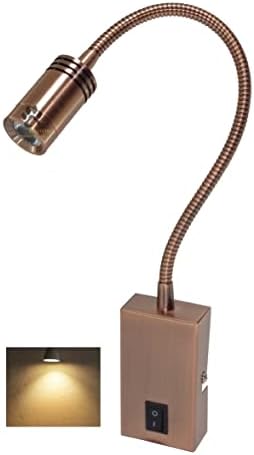Mufasa 3 Watts Rose Gold Finish LED Bedside Wall Light Surface Mounted Spotlight Reading Light Night Lamp Long Arm 28Cm Gooseneck (Pack of 1) (Warm White)
