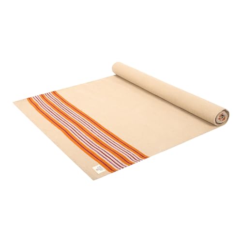 MELLOWBUFF Hand-Woven Cotton Yoga Mat 100% Natural Cloth Yoga Rug for Hot Yoga Exercise Workout Fitness & Meditation Absorbent Washable Yoga Rug 78 x 28 Inches (STHIRA)