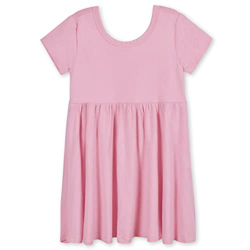 Gerber Baby Girls Toddler Buttery Soft Short Sleeve Twirl Dress with Viscose Made from Eucalyptus, Sea Pink, 18 Months