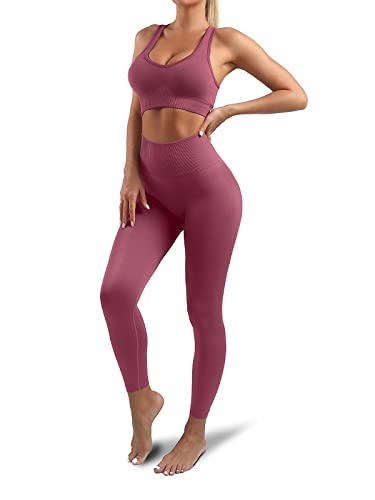 Women’s Yoga Outfits 2 Piece Set Workout Tracksuits Sports Bra High Waist Legging Active Wear Athletic Clothing Set (Medium, 1917 Living Coral) #TOP8