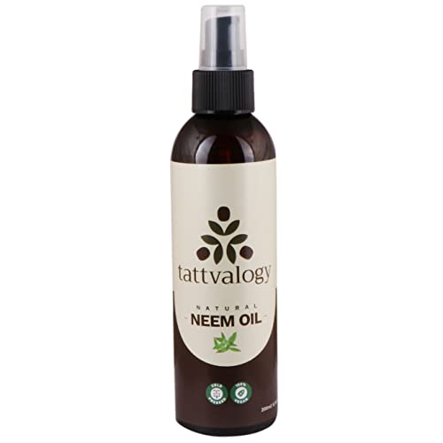 Tattvalogy Natural Neem Oil For Hair & Skin | 100% Pure, Natural And Cold Pressed Oil of Neem Seed | Bead tree Body Massage oil | Reduces Acne & Pimples | For Healthy Hair | In Glass Bottle - 200 ML