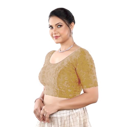 Image of Stay On Trend: Fashion Readymade Blouses for Women,Round Neckline Terry Jacquard Fabric.