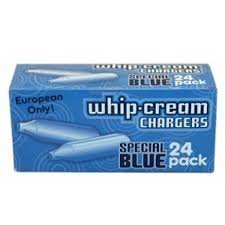 24 EUROPEAN Special Blue N2O Whipped Cream Chargers (JK24) - 1 box of 24 Special Blue