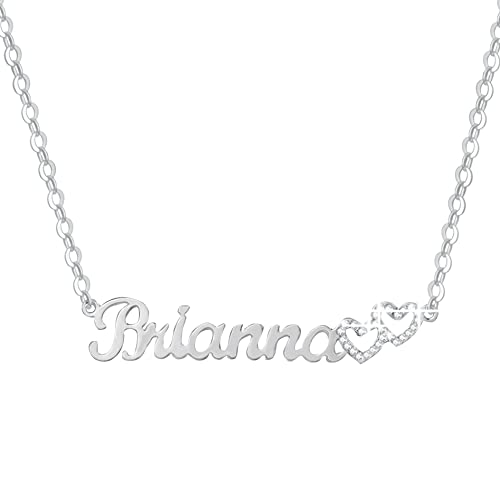 Name Necklace Personalized 925 Sterling Silver Custom Name Necklace with Diamond for Women, Name Plate Necklaces Gift for Birthday Anniversary2