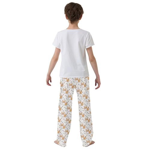 Corgi Dog Bone Boys Long Pants Soft Trousers Elastic Waist Kids Lounge Bottoms with Pockets S-XL3