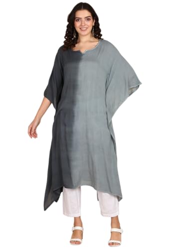 Image of Maaesa Women Handcrafted Tie & Dye Rayon Crepe Kaftan Dress | Casual Wear | Flowy Kaftan Style | Lightweight & Breathable Fabric