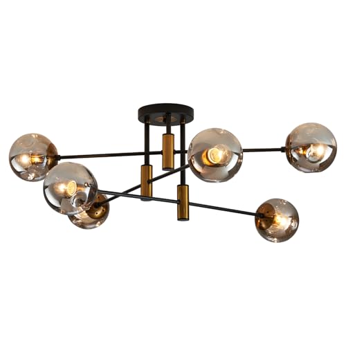 Modern Matte Black & Gold Vintage Sputnik Chandelier – Farmhouse Decor - Image 9