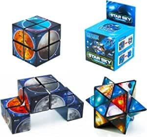 Magic Star Cube Set,Cube 2 in 1,Infinity Cube,Speed Cube D Puzzle Cubes for Kids and Adults (star sky), Small
