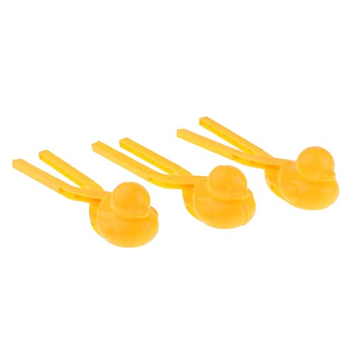 SM SunniMix Schneeball Maker Ente, Sandball Maker Clips, Schneeballzange Schneemann, Winter Schneeball Former, Schneeball Maker Werkzeug für Kinder Erwachsene im Freien Outdoor, 3 Gelbe Enten Cover