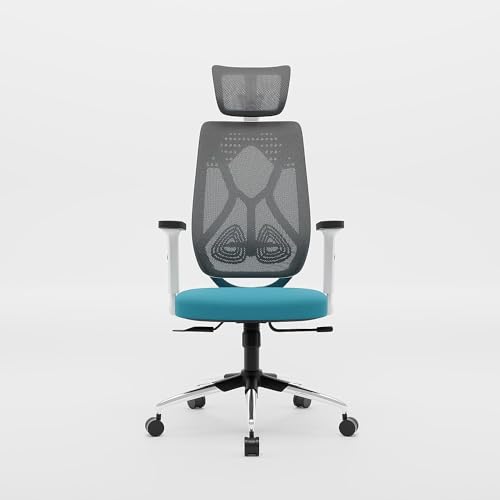 Image of SmileSellers Hector Multi-Purpose Gaming Chair,High Back Mesh Ergonomic Office Chair, Desk Chair with 2D Adjustable Armrests, Smart Synchro Multi-Tilt Lock Mechanism | No Seat Slider (Teal-White)