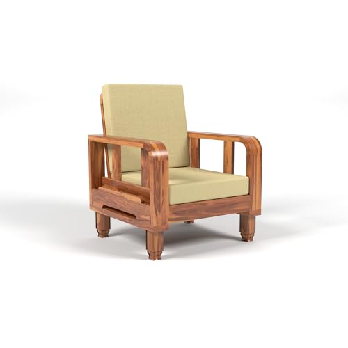 Image of Solid Sheesham Wood Single Seater Sofa - Perfect Sofa Chair for Your Elegant Living Room (Design 17)