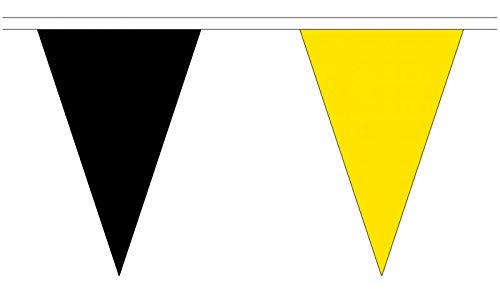 Black and Yellow Triangle Bunting - 20 Metre Bunting - Polyester - 54 Flags Per 20M Length - FlagSuperstore