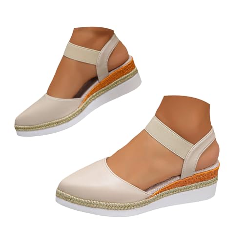 Espadrilles plates bout fermé anti ampoules avec sangle de cheville beige 39