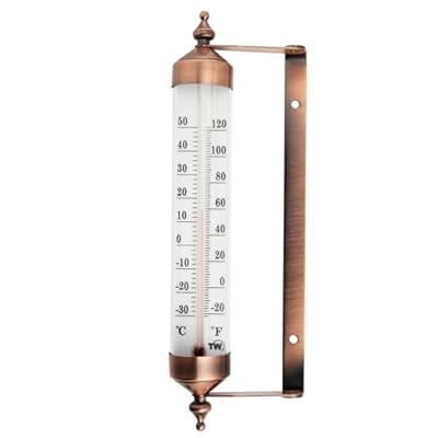 Outside Thermometer with Bronze Effect Design - Stylish Outdoor Thermometer Waterproof Suitable for Outside Wall Greenhouse Garage