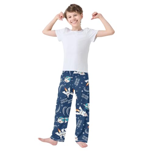 ZZXXB Rocket Exploring Universe Boys Long Pants Soft Trousers Elastic Waist Kids Lounge Bottoms with Pockets S-XL2
