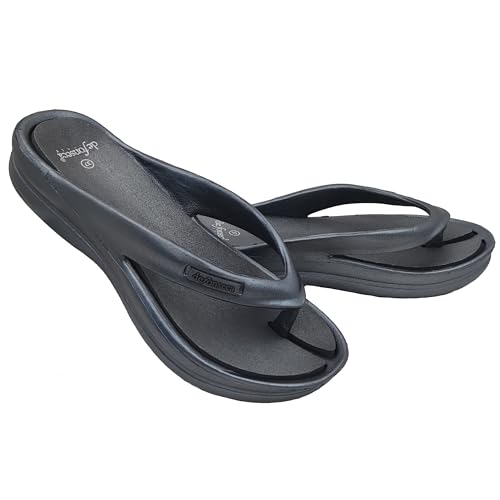 Style: Classico de fonseca Ischia Super Ciabatte Donna Infradito, Ciabatta in Gomma per Casa, Mare e Spiaggia FlipFlop Estive con Zeppa (Nero, Sistema Taglie Calzature EU, Adulto, Donna, Numero, Media, 39)