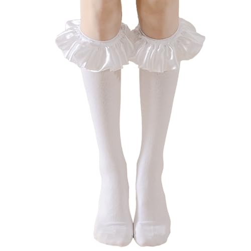 Women Ruffle Cuff Sock Lace Frilly Socks Knee High Socks Crew Socks Knit Sock for Party/Casual/Cute