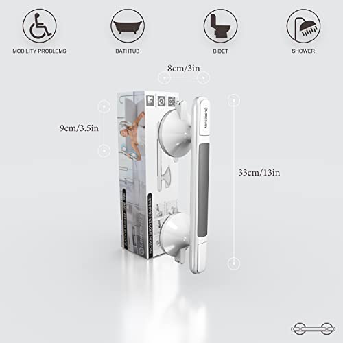 Loresjoy Handicap Grab Bars For Bathtubs And Showers, 12 Inch Grab Bars For Bathroom With Indicators, Suction Cup Shower Handle For Elderly, Balance Assist Safety Bath Handle Bathroom Balance Bar #TOP3