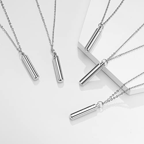 Vnox 5 Pcs Urn Necklace For Ashes - Cremation Pendant Necklace For Memorial - Stainless Steel Cylinder Cremation Necklace For Men Women Pet Keepsake Jewelry #TOP2