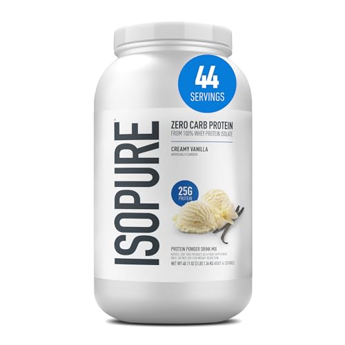Isopure Zero Carb Protein Powder, 100% Whey Protein Isolate, Keto Friendly, Unflavored, 3 lbs (Packaging May Vary)