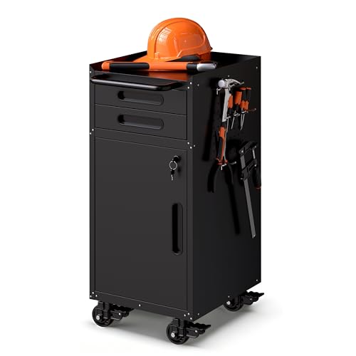 VIYET 2-Drawer Rolling Tool Cabinet with Pegboard