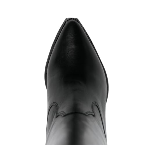 Women's Pull On Western Boots Closed Toe Wide Calf Low Block Heel Mid Calf Booties Retro Winter Fall Party Shoes Size 4-16 US3