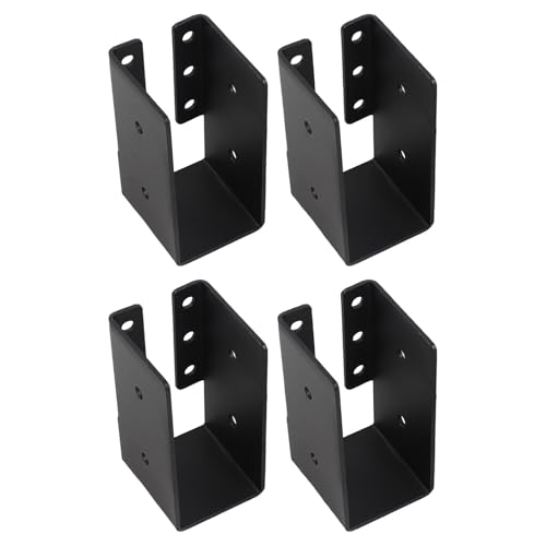 VIRELLO Perchas negras para vigas de madera de 2 x 4, paquete de 4 soportes de viga de hierro Q235, conectores de madera resistentes para valla de techo, terraza, jardín, construcción al aire libre