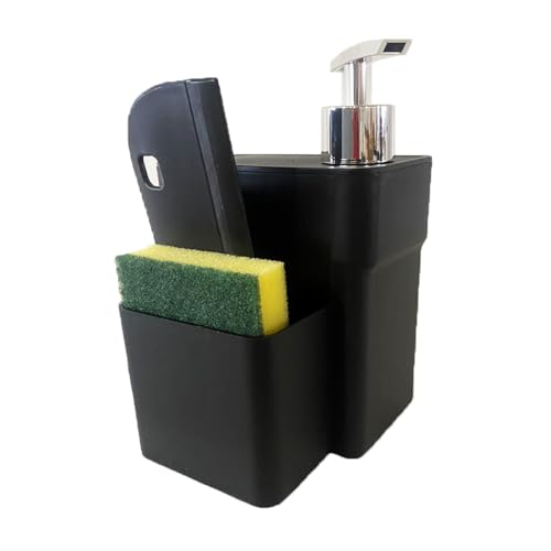 Kit Lixeira de Pia 4L + Dispenser Detergente com Esponja e Rodinho