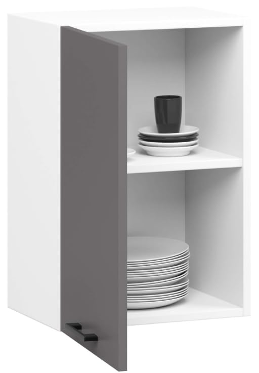 BDW - Armoire de Cuisine Suspendue OLIWIA W Blanche/Grise 40x30x58cm – Meuble Haut de Cusine –...