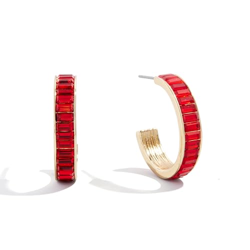 BaubleBar Game Day Baguette Hoop Earrings, Red