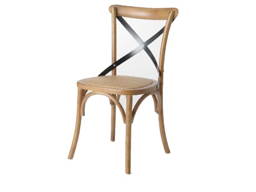 Amadeus Croisillon Métal et Bois Naturel (Lot de 2) (Catégorie : Chaise Salle à Manger), Brown, Unique