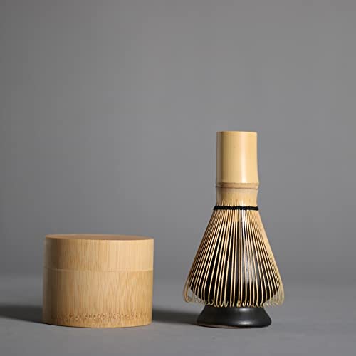 LIUXIN Juego de 5 Unidades de Juegos de Matcha Tradicionales, batidor de Matcha Natural, Cuenco de Matcha cerámico, Soportes para batidor, Juegos de té japoneses, Utensilios para Beber