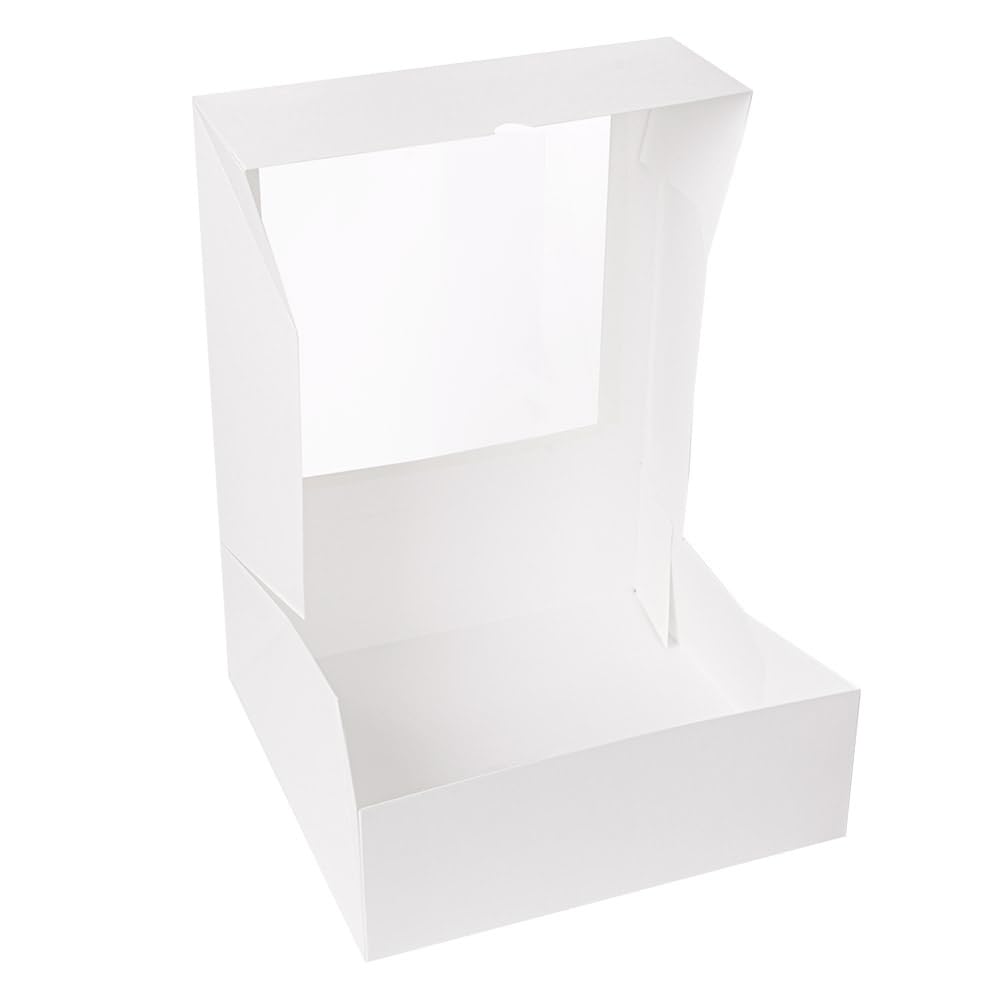 50 pezzi - Scatole per pasticceria con finestra 'Thepack' 250 g/M2 + Opp 28 x 28 x 10 cm bianco cartone ondulato Nano-Micro