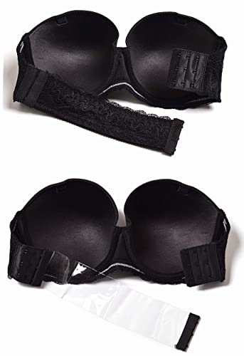 Image of YANDW Strapless Lightly Padded Full Figured Coverage Bra Clear Back Multiway Invisible Straps Backless Brassiere for Women