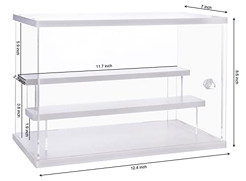 Acrylic Display Case, Clear Display Storage Box Countertop Cube, 3 Tiers With 2 Removable Ladder Shelves Dustproof Protection Showcase For Action Figures, Any Toys, Collectibles - 12.4X7X8.6In #TOP2