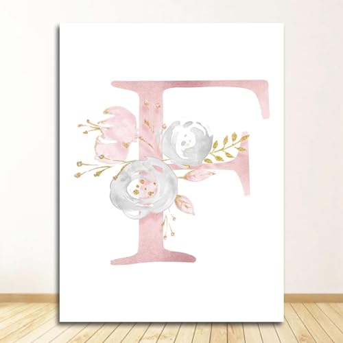 Toile lettre F fleurs pour personnaliser un mur de salon
