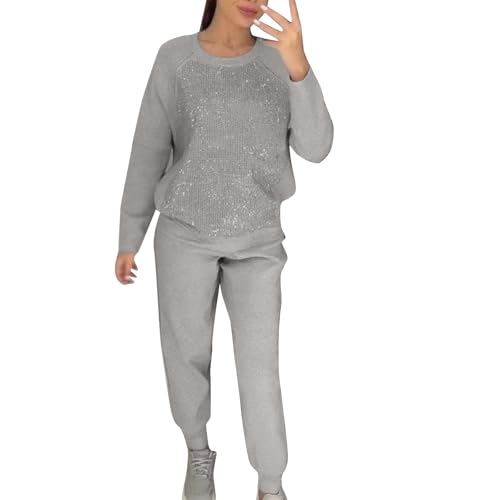 Survêtement 2 pièces femme grande taille stretch col rond avec strass