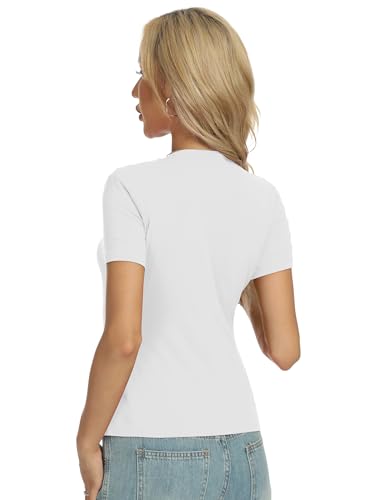 Basic Womens Crew Neck Short Sleeve T Shirt Slim Fit Tees Summer Y2k Going Out Fitted Top 2025 Cute Tight Shirts4