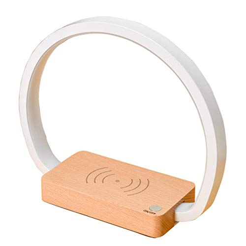 Tsheoul Noted Portable Multifunctional Solid Wood Led Table lamp Wireless Charging Children's Bedside Reading Night Light, Used for Reading, Learning, Work, Desktop Decoration Gifts