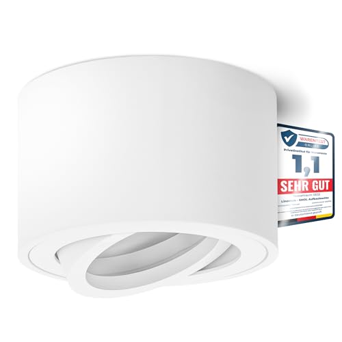 linovum Aufbauleuchte SMOL extra flach schwenkbar in matt weiß & rund -...