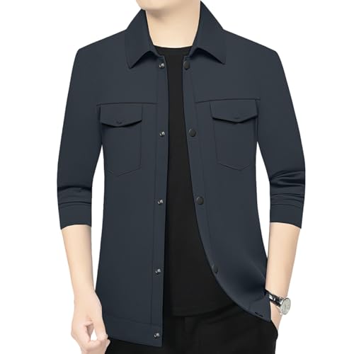 Veste printemps mi-longue homme veste d'affaires décontractée chic à col chemise fin